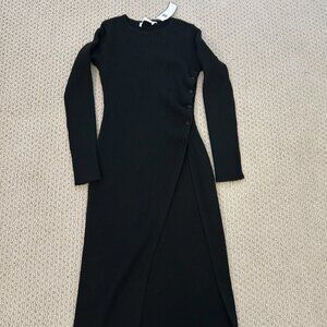NWT ASTR the Label Cardigan Maxi Women’s Ribbed Hi Slit Button Sweater Black SZM